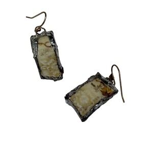 Artisan Handmade Ceramic Solder Drop Earrings Mixed Media Boho Cream Yellow